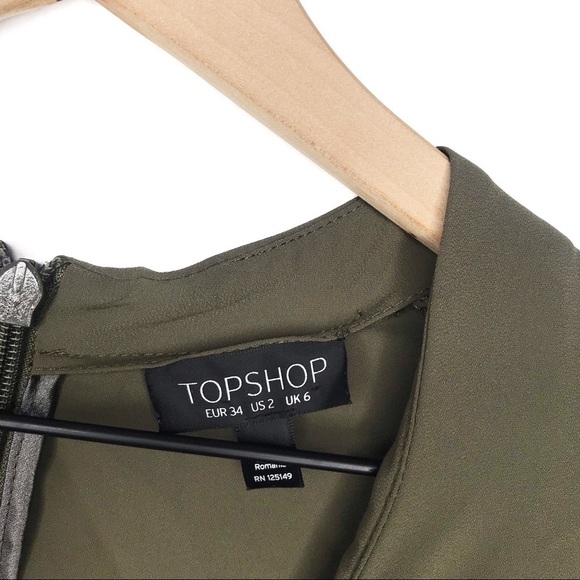 TOPSHOP Natural Drape Front Short Green Romper 2 - Picture 11 of 14